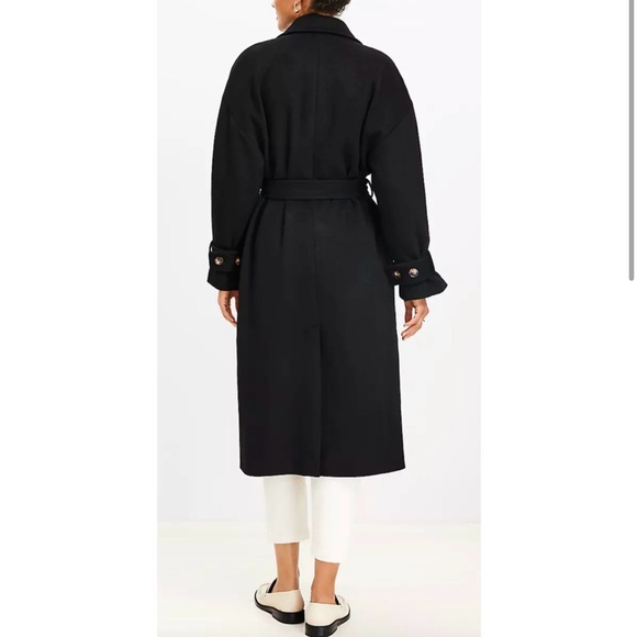 Loft Modern Tie Waist Trench Coat in black wool blend - Picture 5 of 6